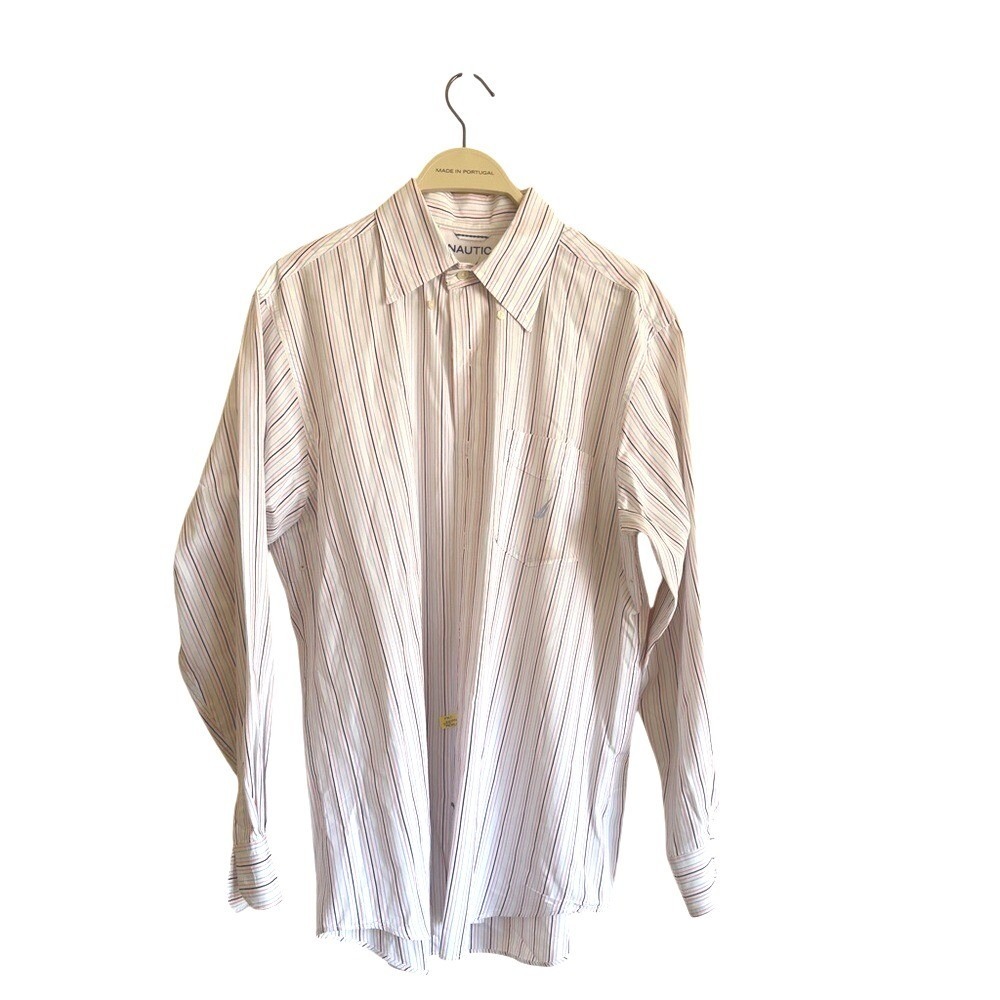 Nautica Striped Button Down Shirt Mens Medium Long Sleeve Casual Cotton